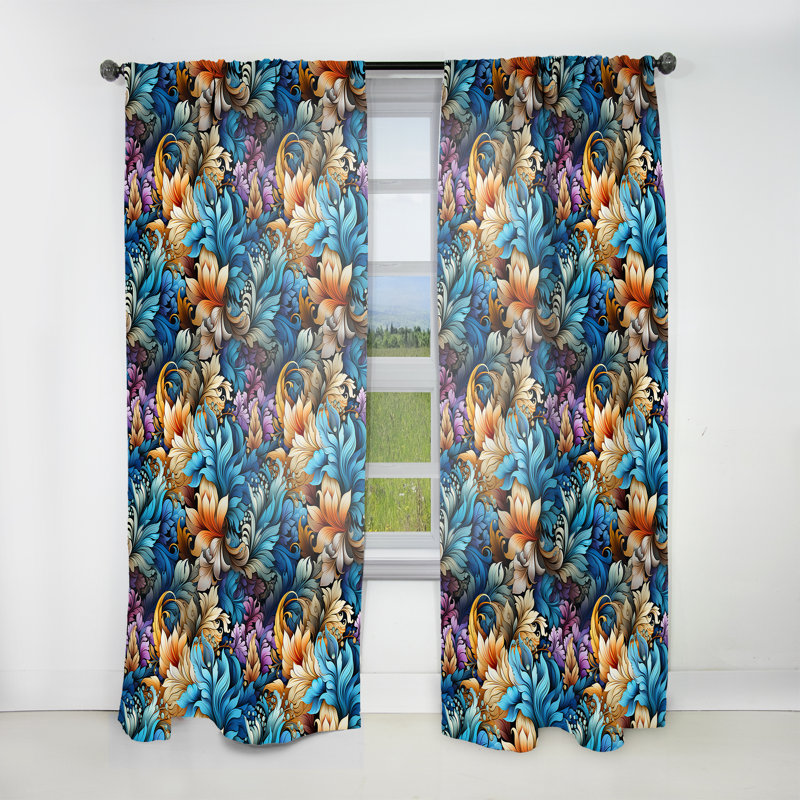 Mystic Reverie - Motif cachemire I - rideau floral, L 52 po x L 108 po