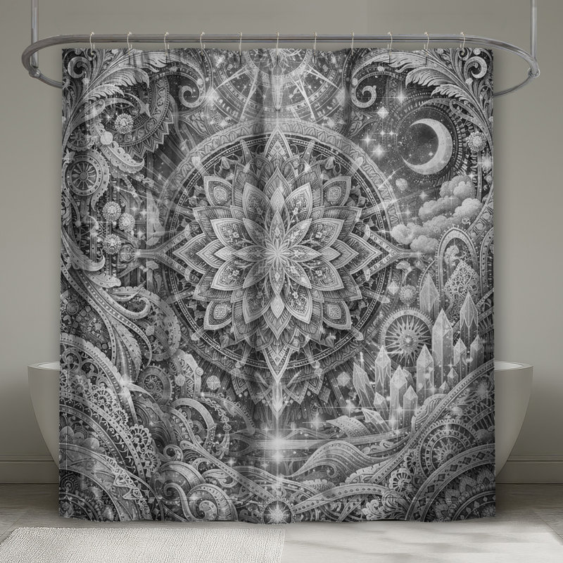 Rideaux de douche complexes extra-longs Mandala Illustration, 70in W x 84in H