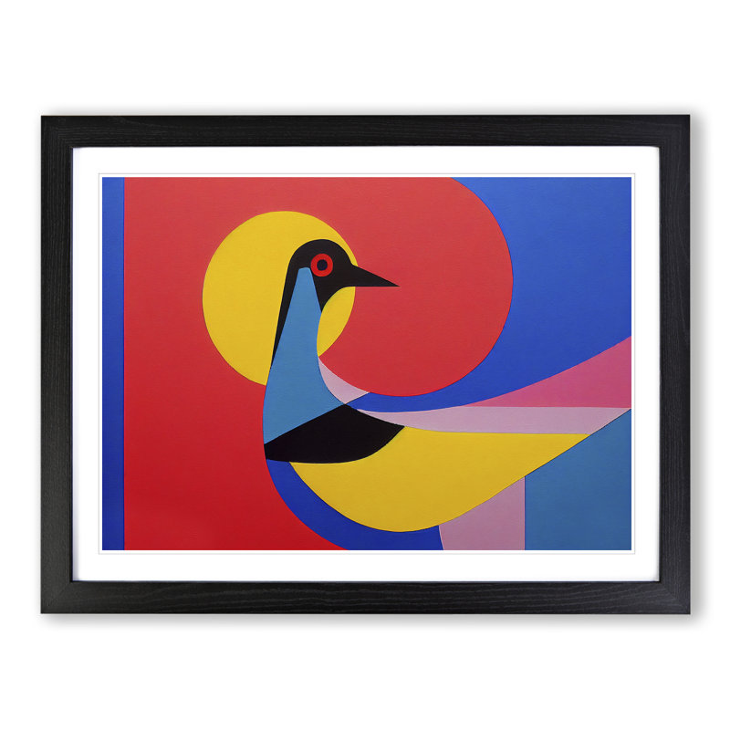 Dove Bird Abstract Vol.2 - Single Picture Frame Print, Black, 46cm H x 64cm W