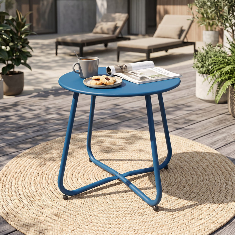 Table d'appoint d'extérieur 18 po, Bleu paon