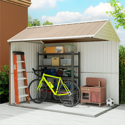 Remise de rangement avec portes doubles et fenêtre, 102 po x 69,3 po x 90,6 po, acier galvanisé de couleur brune