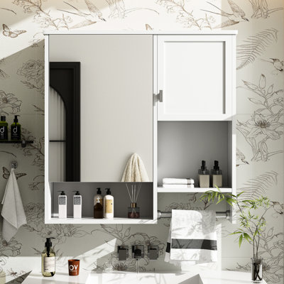 Armoire à pharmacie murale moderne avec miroir (74 x 71 cm) - Solution de rangement élégante et peu encombrante.