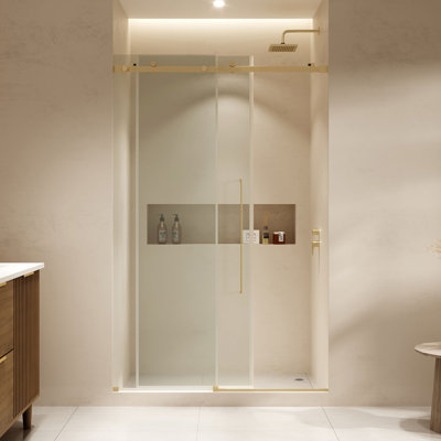 Ove Decors Selby 48 In. W X 74 In. H Frameless Sliding Clear Straight Alcove Shower Door
