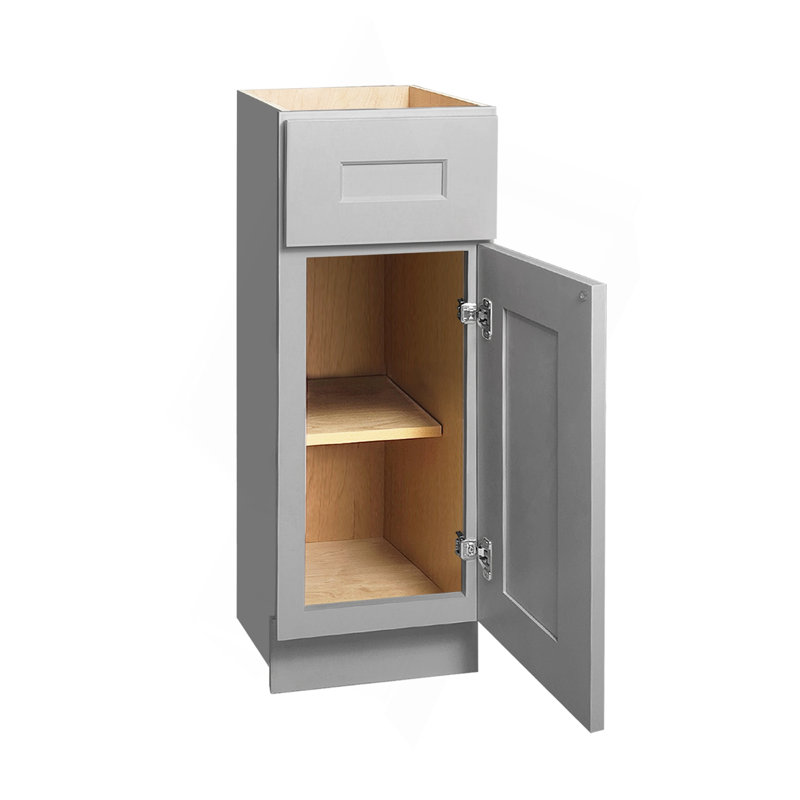 Armoire de base Shaker en bois massif à une porte, pour la cuisine, la buanderie et la salle de bain Tablettes réglables prêtes à assembler (l 12 po x H 34,5 po x P 25 po)