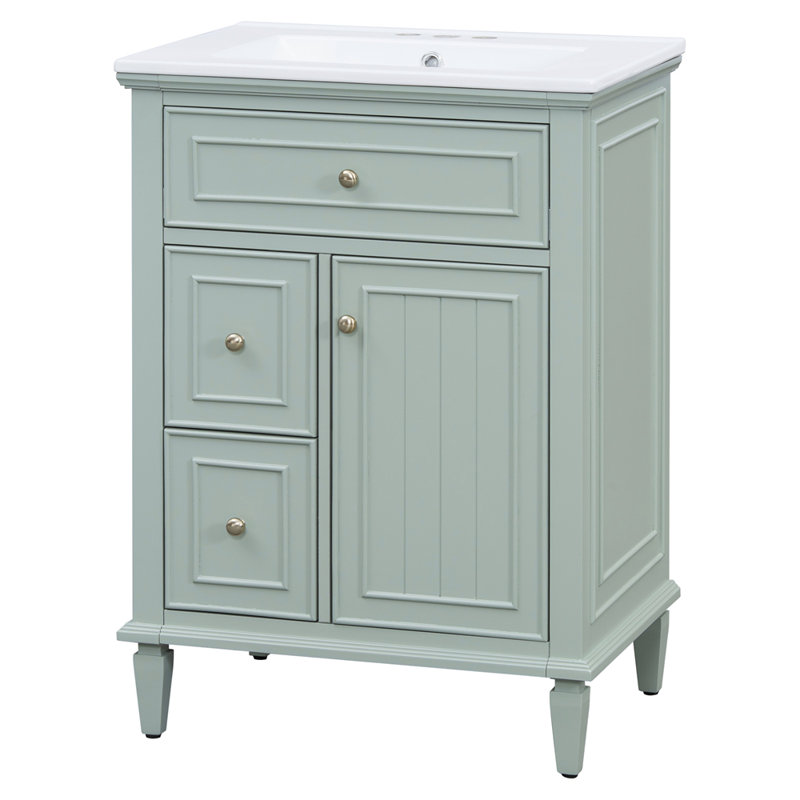 Meuble-lavabo 24 po avec lavabo, Vert, Doré, 24"