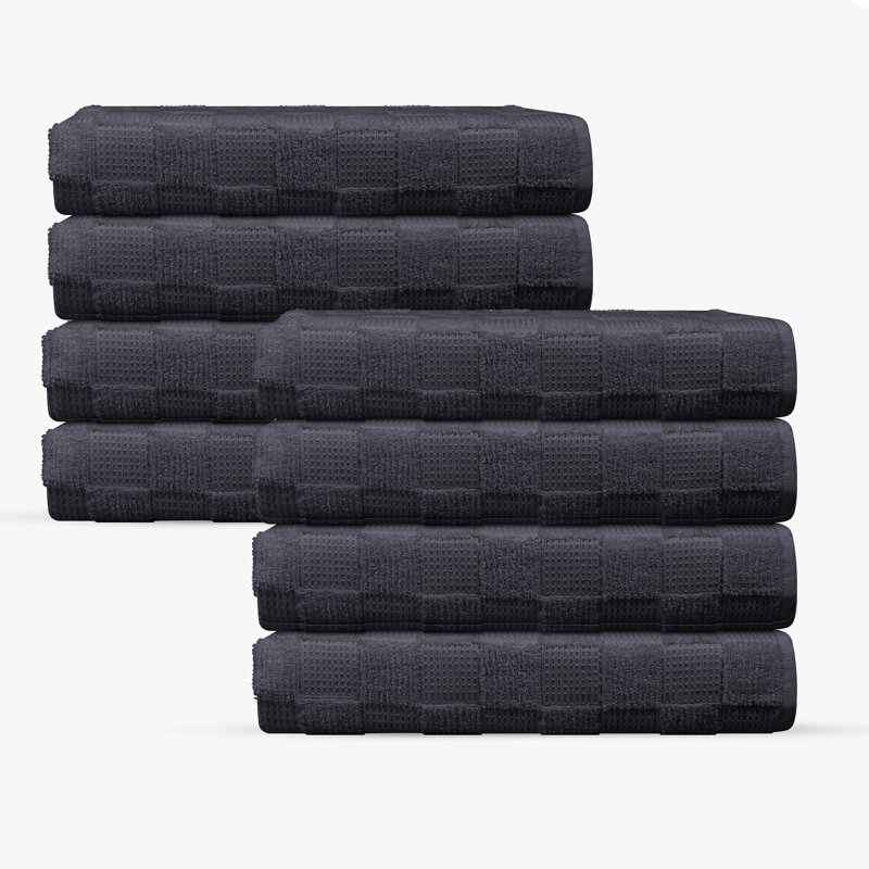 Taylorlynn 8 pcs Turkish Hand Towels Set, Anthracite