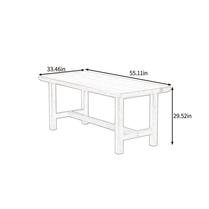 Grande table de salle à manger en bois massif, H 29,52 po x L 55,11 po x l 33,46 po, Marron foncé