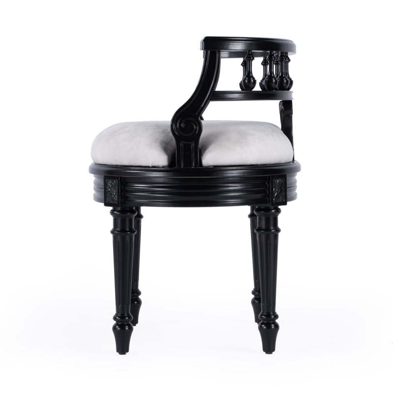 Jules Upholstered Vanity Stool, Black