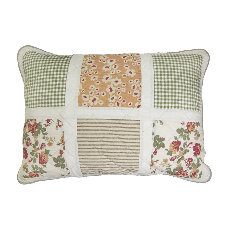 Donna Sharp Peach Rose 3PC Queen Pieced Cotton Quilt Set, Queen Quilt + 2 Standard Shams