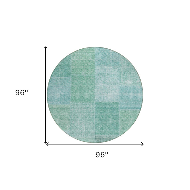 Tapis d'intérieur rond 8 pi bleu sarcelle et vert