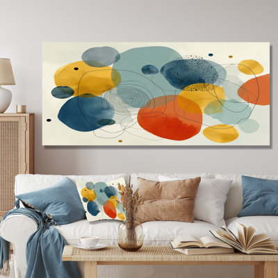 Minimalist Meditation Stone Collage - Midcentury Modern Wall Art, Blue Mid-Century Modern Canvas Print