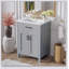 Ensemble de meuble-lavabo de 24 pouces avec lavabo en céramique, portes à fermeture douce et grand espace de rangement pour les espaces compacts