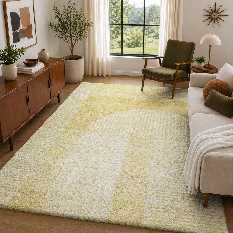Tapis à poil long de qualité supérieure lavable à la machine ADS711, Doré, 10 pi x 14 pi