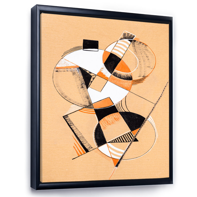Coloured Geometric Abstract Compositions V - cadre flottant, impression sur toile, H 20 po x l 12 po x P 1po, Cadre noir