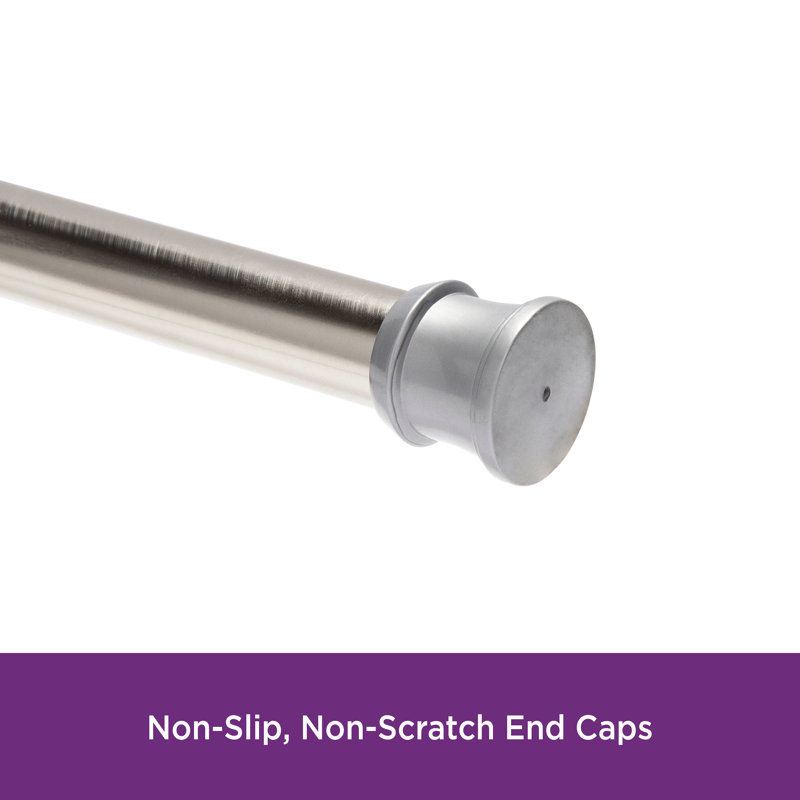Wayfair Basics Burwell 42-72 Inch Adjustable Straight Tension Shower Curtain Rod, Brushed Nickel
