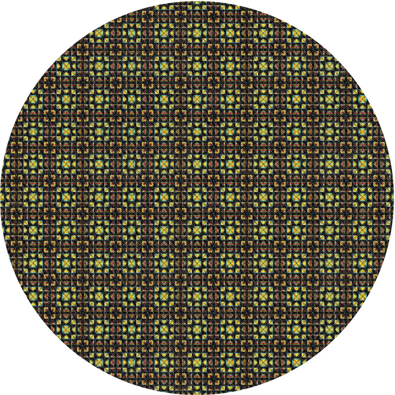 Tapis décoratif brun géométrique, Rond 3 pi