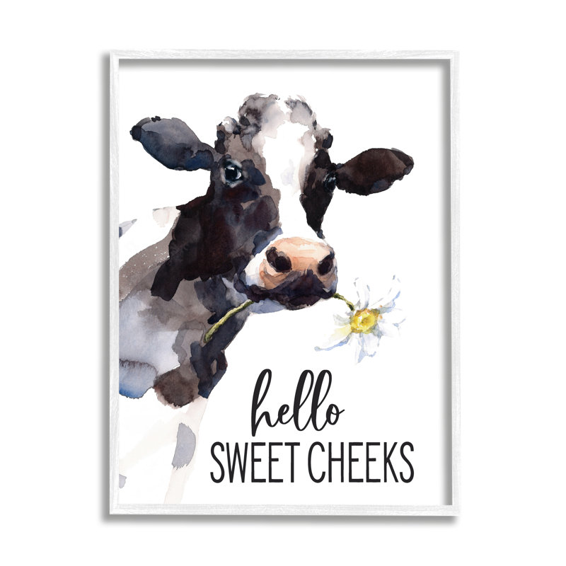 " Hello Sweet Cheeks Country " by Lettered And Lined, 20" H x 16" W x 1.5" D, Coastal White Framed Giclee