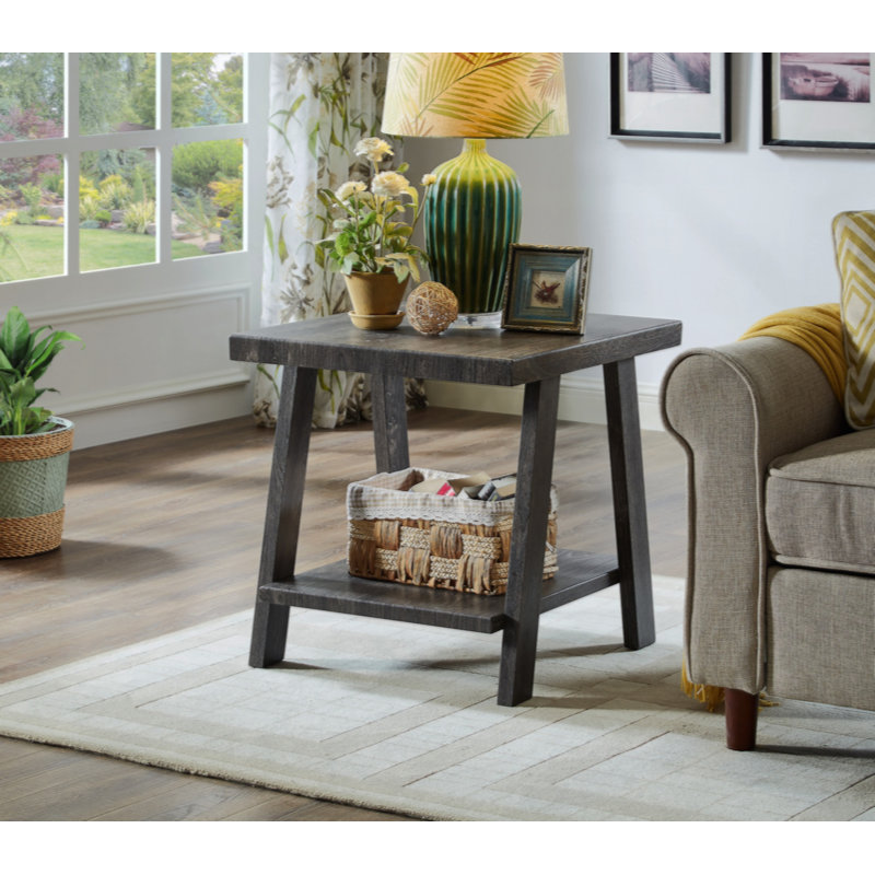 Contemporary Replicated Wood Shelf End Table
