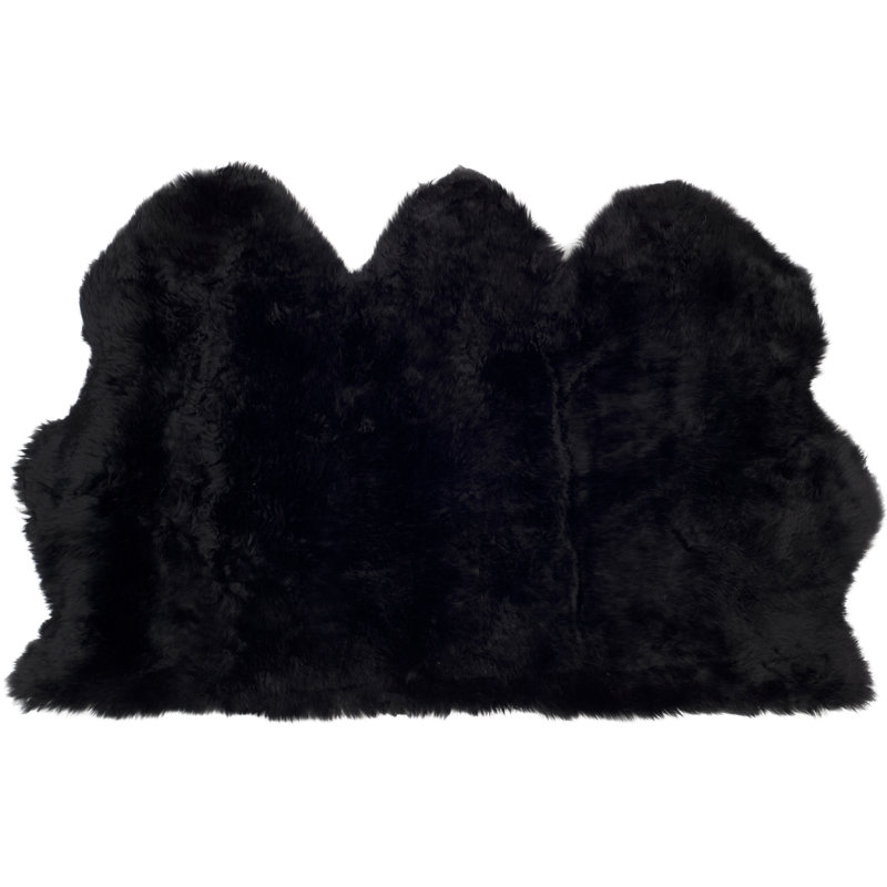 Solid Colour Sheepskin Area Rug, Rectangle 91 x 152cm