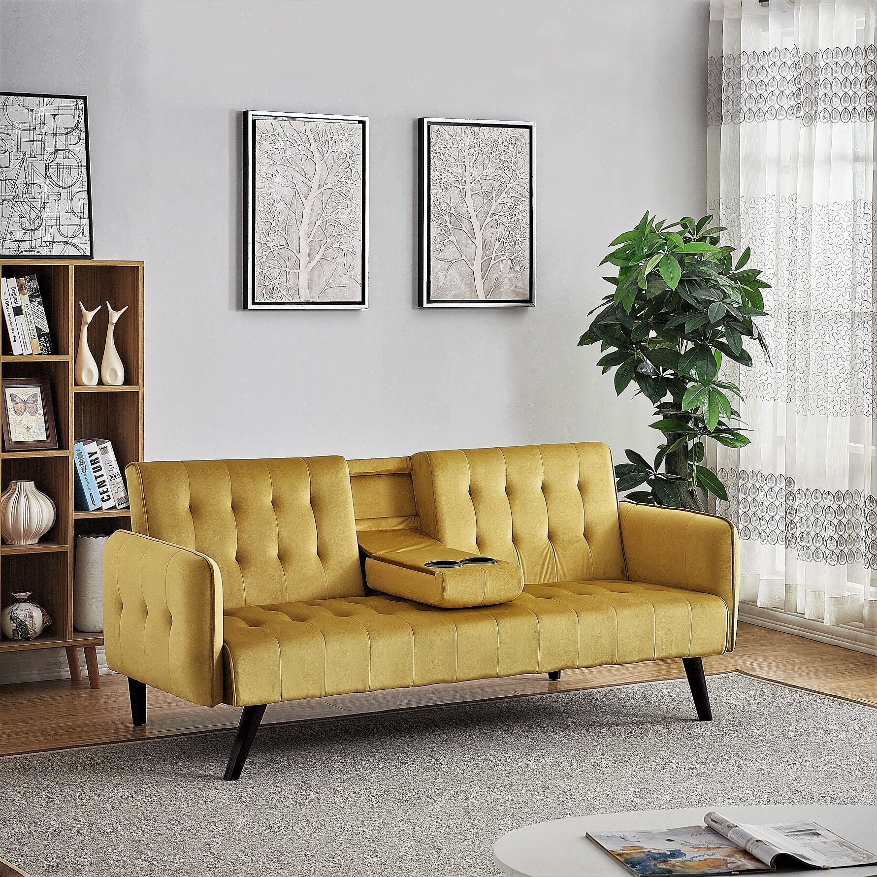 Wayfair shop yellow sofa