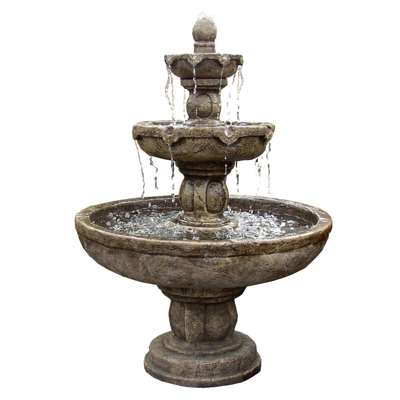 Santa Barbara Tiered Concrete Fountain, Charcoal