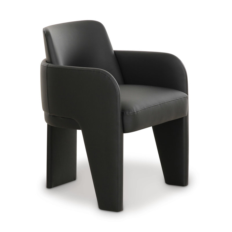Vegan Leather Dining Chair, Black