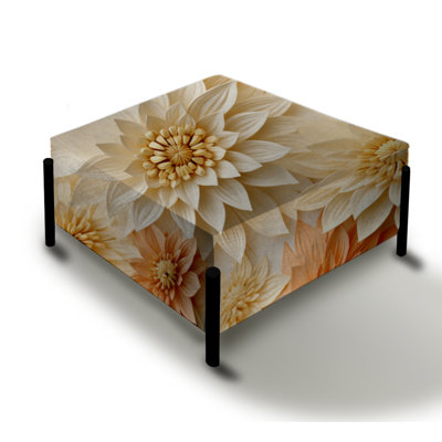 Earthy Mandala Boho Pattern IV - Floral Large Square Ottoman