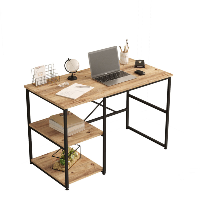 Bureau d'étude moderne avec pieds en métal Beddingfield, 47,2 po x 29,5 po x 23,6 po | 100% panneau de particules enduit de mélamine, épaisseur: 0,7 pouce | Élégant et fonctionnel pour les bureaux à domicile et les espaces d'étude