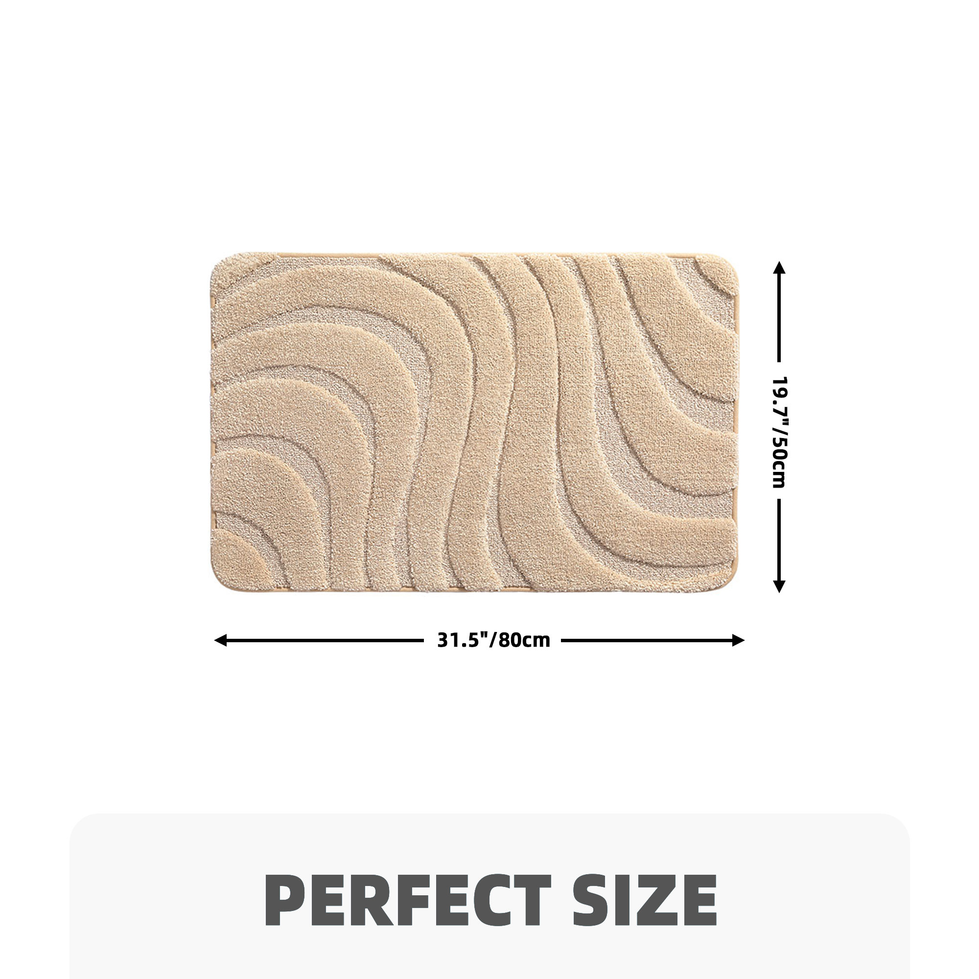 Gagetown Non-Slip Bath Rug, Beige, 20" W x 32" L