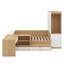 Lit plateforme double en bois avec 6 tiroirs, étagères, bureau et garde-robe-886825638