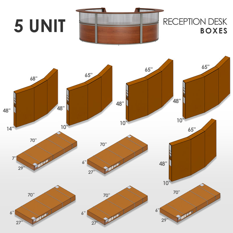 Bureau de réception en forme de U Pedrick pour 4 personnes, Cerisier