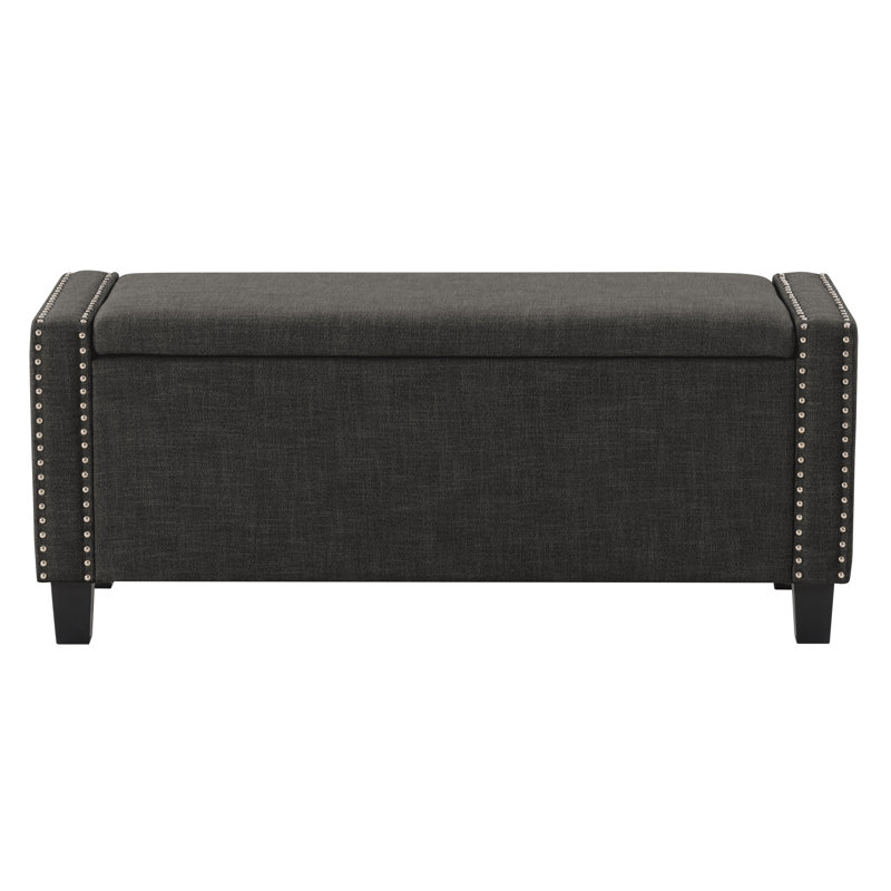 Thane Polyester Upholstered Storage Bench, Dark Gray