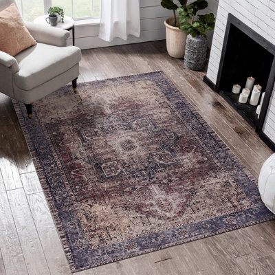 Tapis décoratif pour maison 5 x 8 - lavable, à poils courts, antidérapant, antidérapant, pliable et sans danger pour les animaux de compagnie