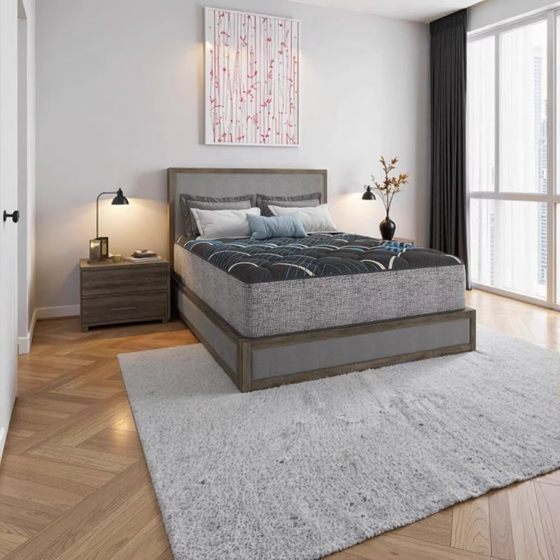 Restonic Comfort Care 15" Euro Top Hybrid Mattress, Individual Pocketed Coil Mattress with Plush Comfort, California King Size, Grey+Blue