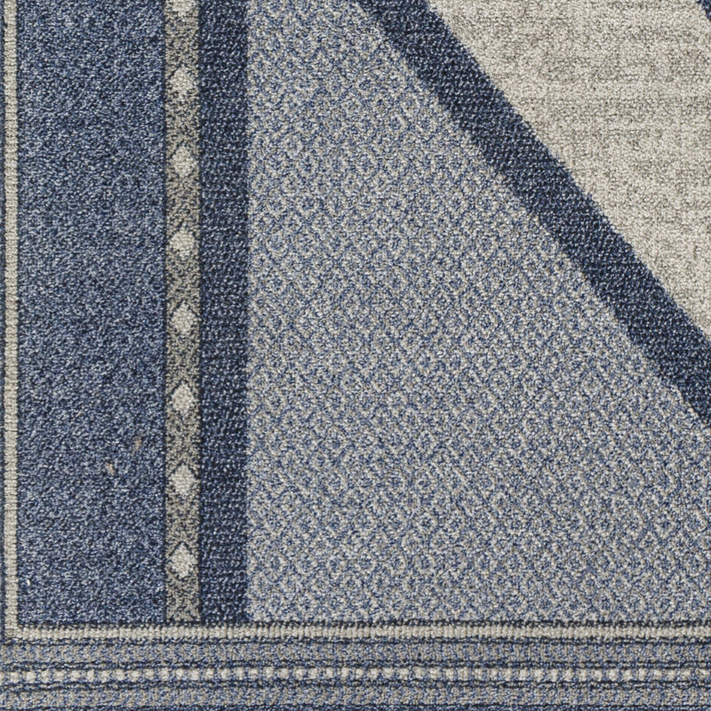 Bradli Rectangle Machine Woven Polypropylene Area Rug in Blue, Rectangle 7'10" x 10'