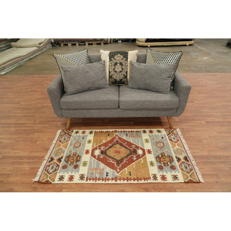 Tapis réversible tissé à la main pour vestibule multicolore moderne de style sud-ouest Kilim