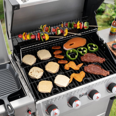 Feasto 4-burner Freestanding Propane Gas Grill With Side Burner And Cleaning Brush