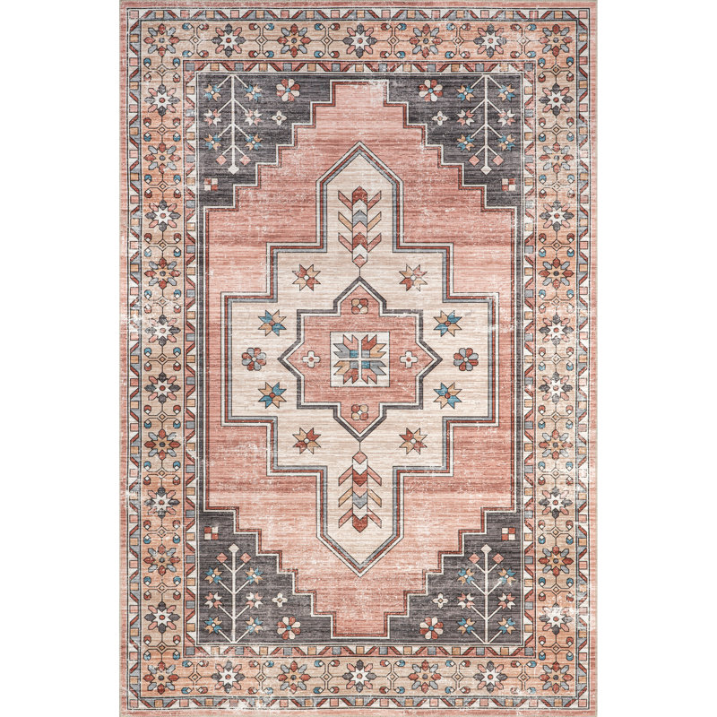Hasler Medallion Machine Washable Area Rug, Rectangle 4' x 6'