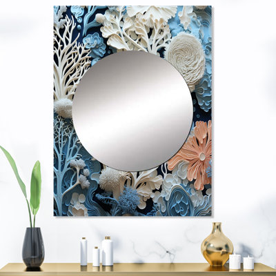 Firasat sous l'eau, bleu et coraux blancs, collage I - grand miroir mural côtier