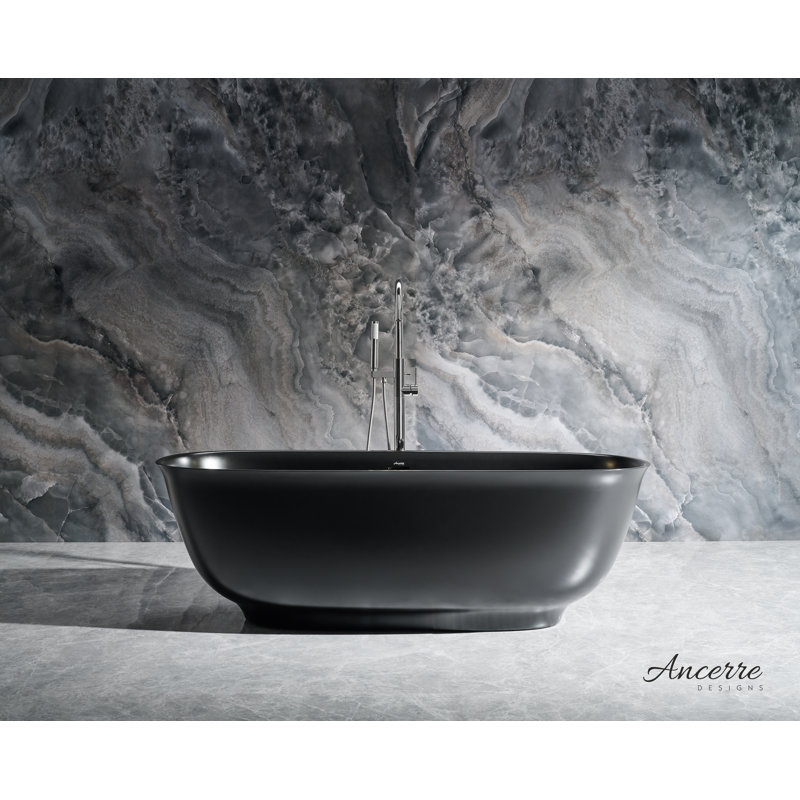 Baignoire de trempage autoportante 67 po. X 29,5 po. Fiore, Noir mat
