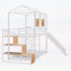 Lit simple superposé en métal avec glissade, escalier de rangement et maisonnette pour chambre d'enfant-133491211
