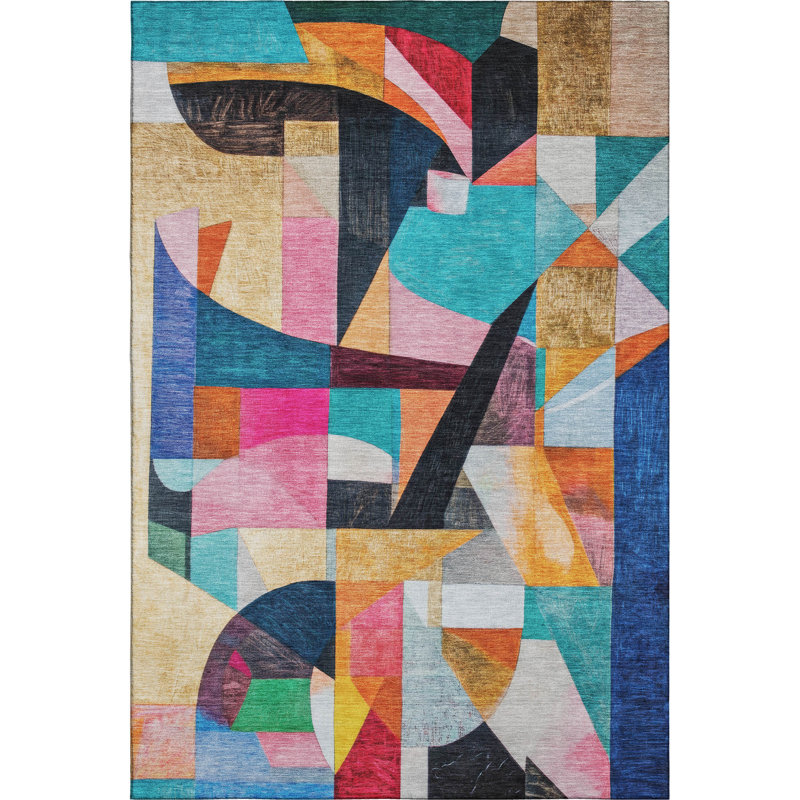 Premium Machine Washable Lubbers AMF1757 Abstract Rug, Rectangle 2'6" x 3'10"