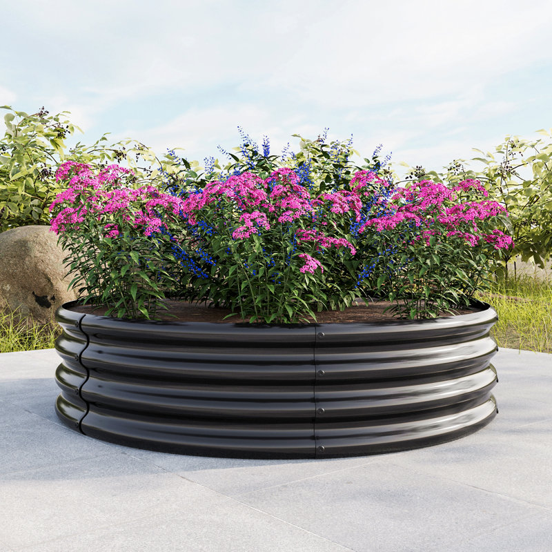 2Pcs 47.24*11.4" Tall Round Raised Garedn Bed,Metal Raised Beds For Vegetables, Outdoor Garden Raised Planter Box, Backyard Patio Planter Raised Beds For Flowers, Herbs, Fruits
