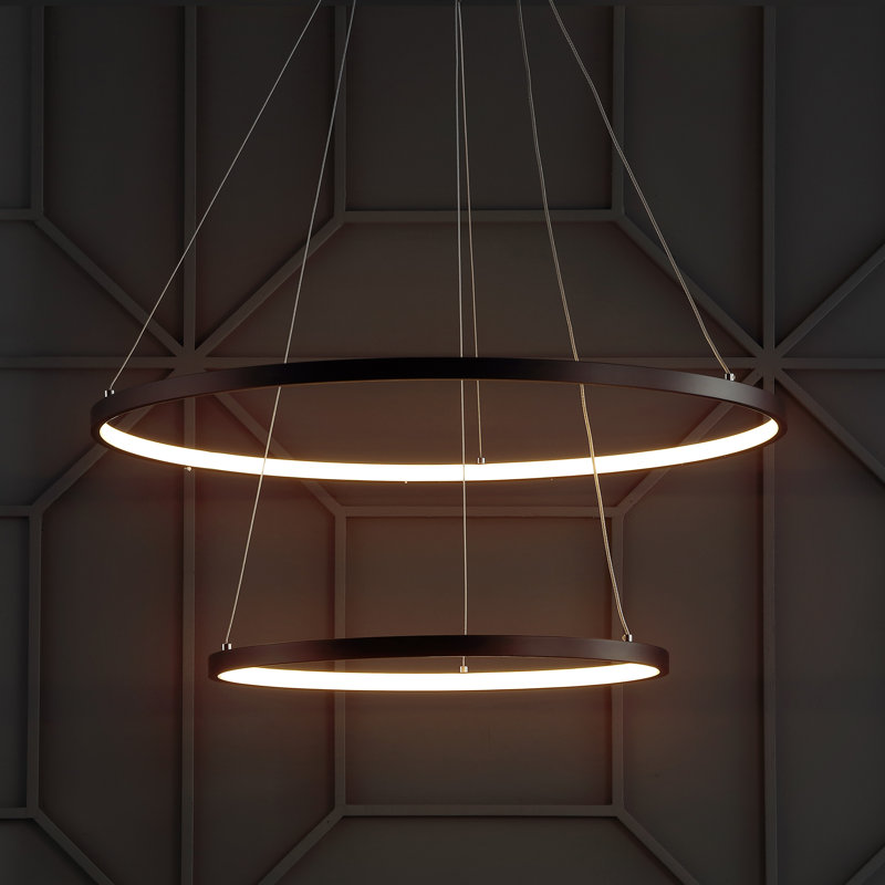 Luminaire suspendu à niveaux unique / remarquable à DEL Kunzler, Noir mat