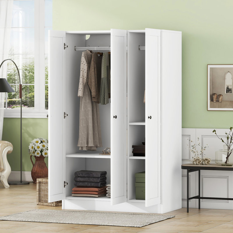 Armoire à 3 portes avec tablettes, Blanc