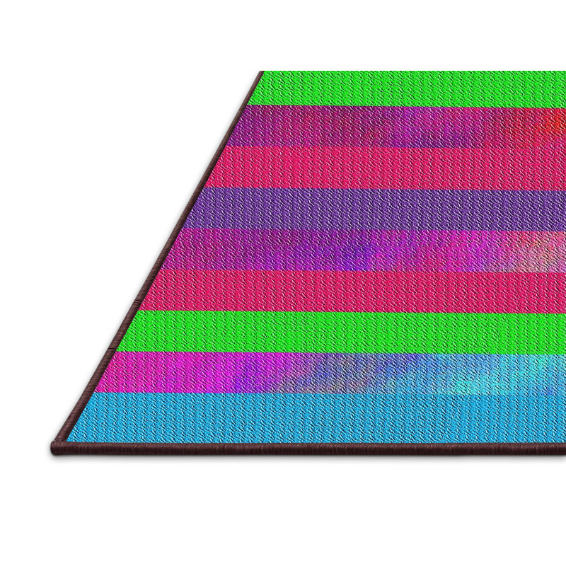 Tapis rayé rouge / vert / bleu Elloree, Rectangle 5 pi x 7 pi