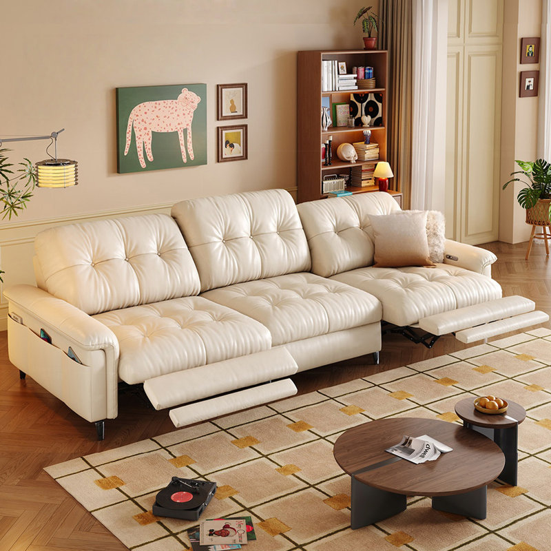 Coussin de canapé modulaire en cuir blanc, Blanc
