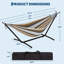 Hamac double robuste avec support en acier - Portable, peu encombrant, 2 personnes, capacité de 450 lb, coton doux, assemblage rapide, intérieur / extérieur, sac de transport inclus - rayures gris foncé et blanches-1859149527