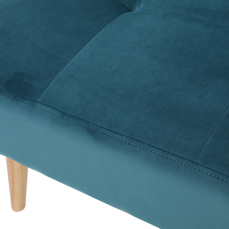 Teal Velvet With Mid Century Modern Flair And Solid Birch Legs, Texture, 30.5X30.5X17 Inches Touch ,