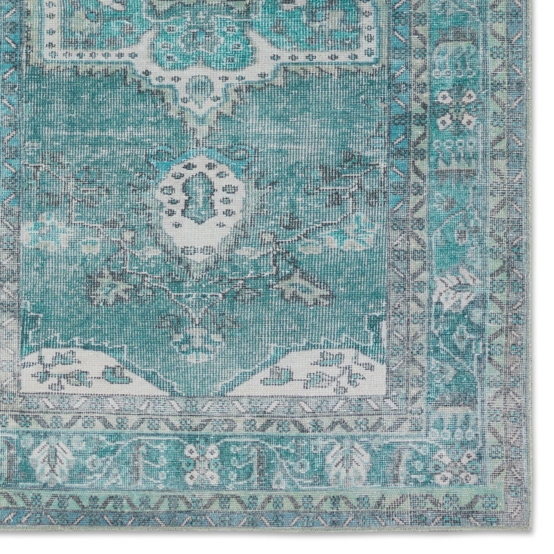 Blue Medallion Synthetic Rectangular 4' x 6' Area Rug
